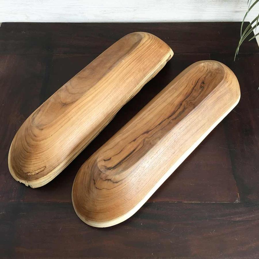 木製 ウッド トレイ W50cm 大きい ボウル 舟形 アカシア ブラウン 茶色 