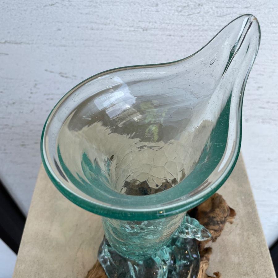 流木ガラス ドリフトウッド 置物 花瓶 フラワーベース 土台つき