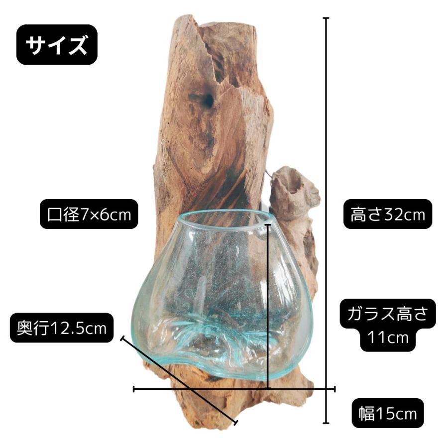 流木ガラス ドリフトウッド 壁掛け 花瓶 フラワーベース 土台つき 海外