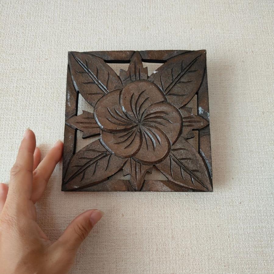 メール便対応可 木製レリーフ プルメリア 14.5cm角 ミニ MDF ウォール