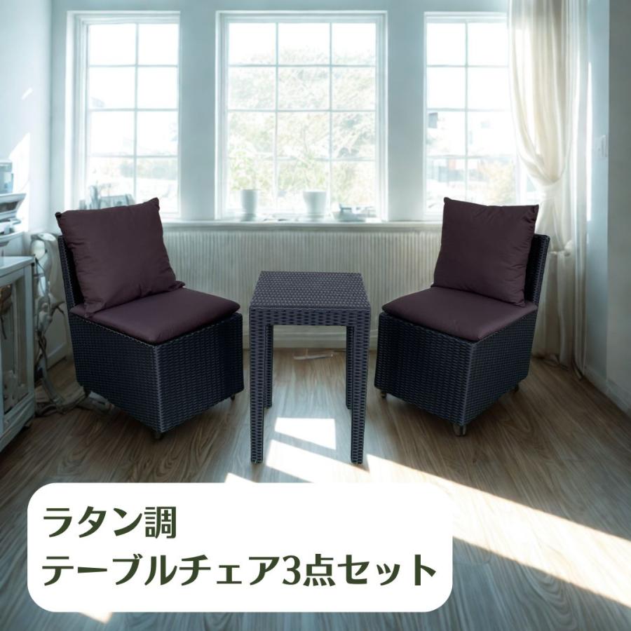 樹脂製 テーブル チェア 3点セット (1テーブル+2チェア) 屋外 椅子 