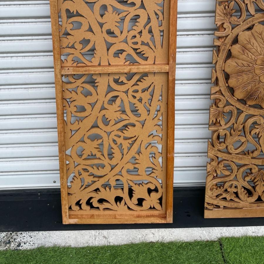 木製レリーフ 大型 3連 120cm アートパネル ウォールデコレーション