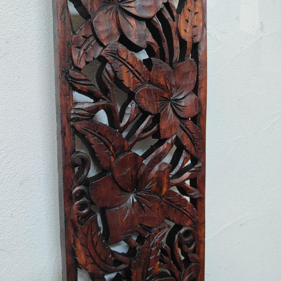 木製 レリーフ 透かし彫り H100×W20cmブラウン 茶 ナチュラル 大型