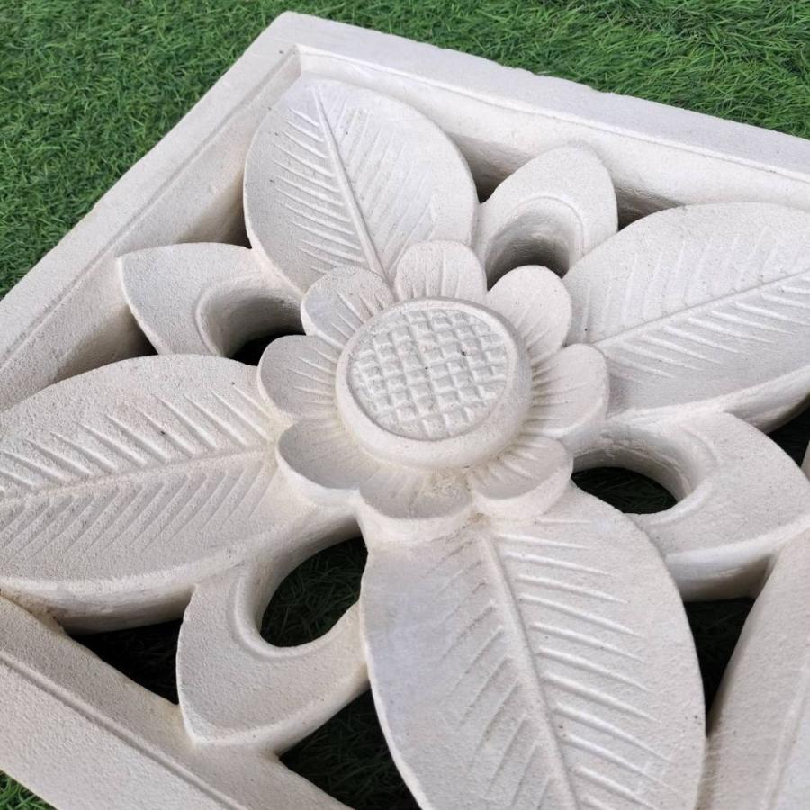 ストーンレリーフ 30×30 花 南国 フラワー 厚み5cm パラス石 石材