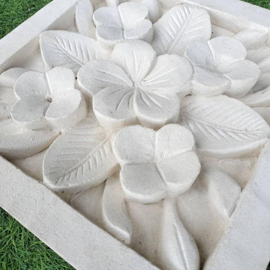 ストーンレリーフ 30×30 花 南国 フラワー 厚み5cm パラス石 石材