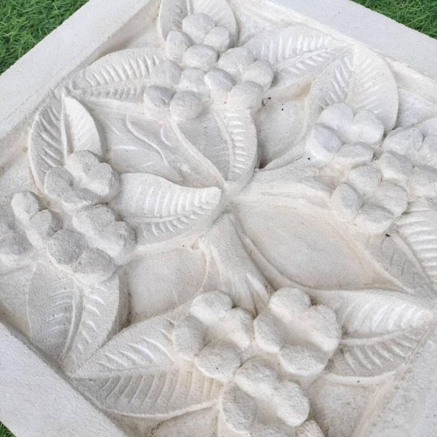 ストーンレリーフ 30×30 花 南国 フラワー 厚み5cm パラス石 石材