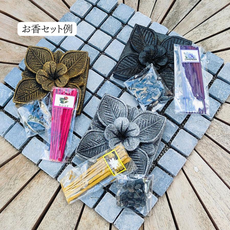 石像 ガネーシャ 置物 お香立て プルメリア 造花 セット寝そべり