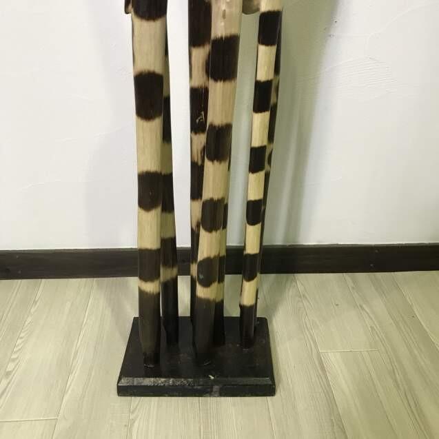 木彫り キリン オブジェ ダブル 150cm 親子 キリンの木製オブジェ