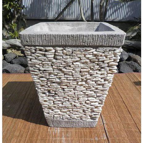 プランター 大型 角 H50cm 白 植木鉢 石鉢 おしゃれ アジアン バリ島
