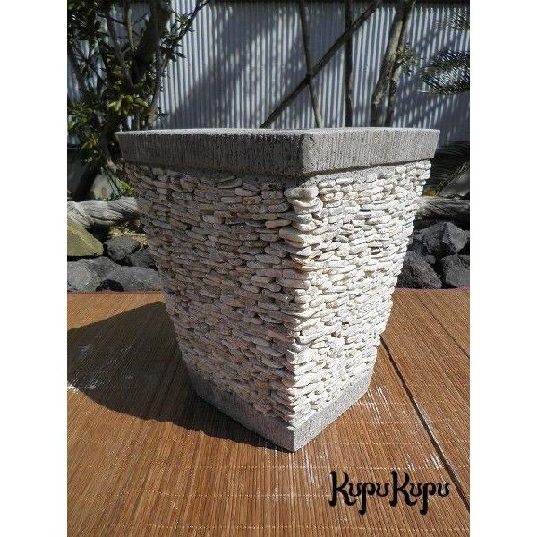 プランター 大型 角 H50cm 白 植木鉢 石鉢 おしゃれ アジアン バリ島