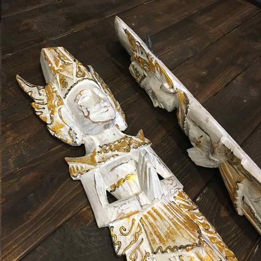 木彫り壁掛け ラマシタ 60cm ホワイト ペア セット インテリア