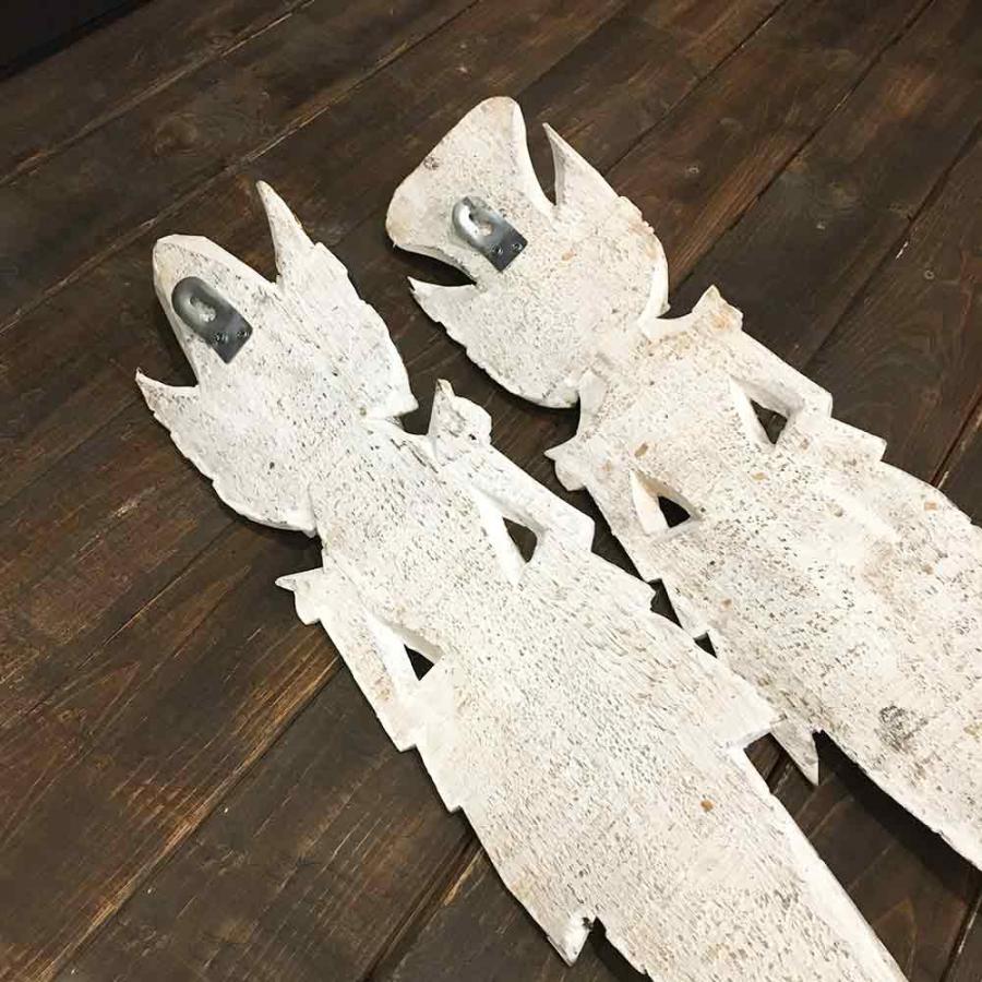 木彫り壁掛け ラマシタ 60cm ホワイト ペア セット インテリア