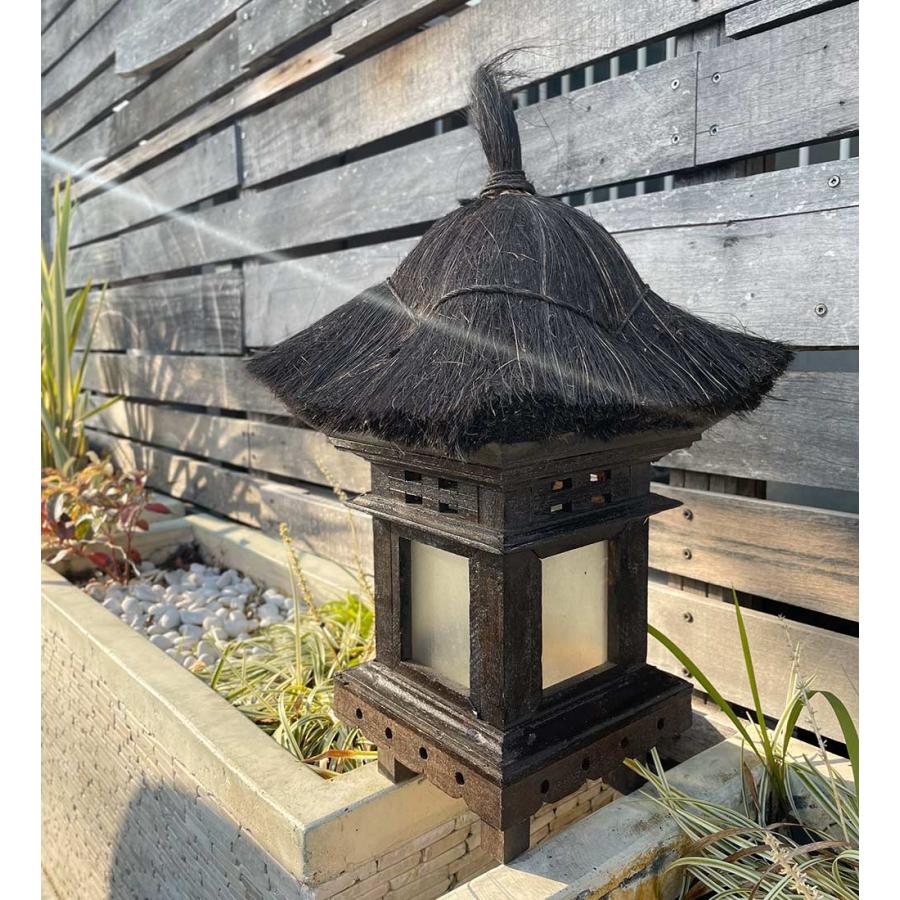 寺型 ランプシェード 小 木製 屋内外 照明 バリ アジアンリゾート
