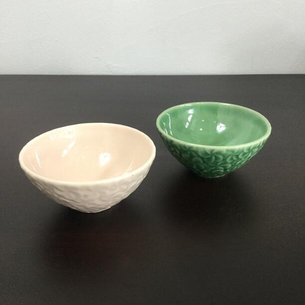 ジェンガラケラミック お椀セット 緑&ピンク 2個1セット 茶碗 食器