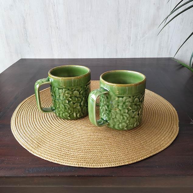 ジェンガラケラミック マグカップセット 深緑 2コ1セット ペア 食器 お