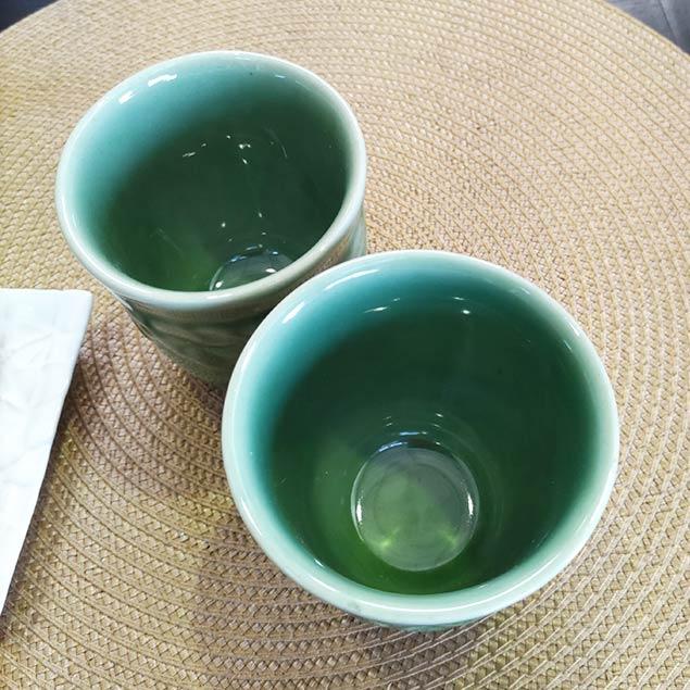 グラスセット 湯呑みセット 2コ1セット 2色 グリーン ピンク バリ