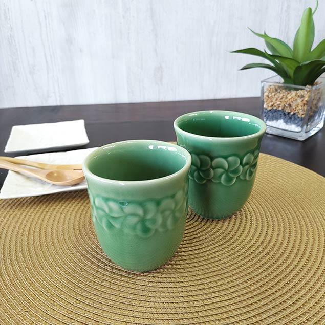 グラスセット 湯呑みセット 2コ1セット 2色 グリーン ピンク バリ