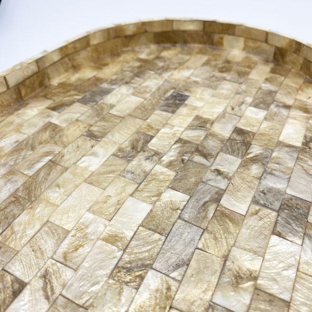 シェル トレイ お盆 楕円 ゴールド ホワイト 2色 40×30cm 大 トレー