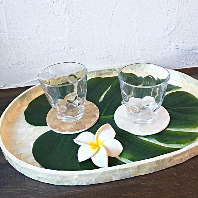 シェル トレイ お盆 楕円 ゴールド ホワイト 2色 40×30cm 大 トレー