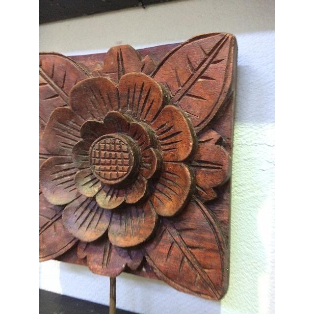 バリ島製 壁掛けレリーフ 木枠付きG ミディアムブラウン アジアン雑貨