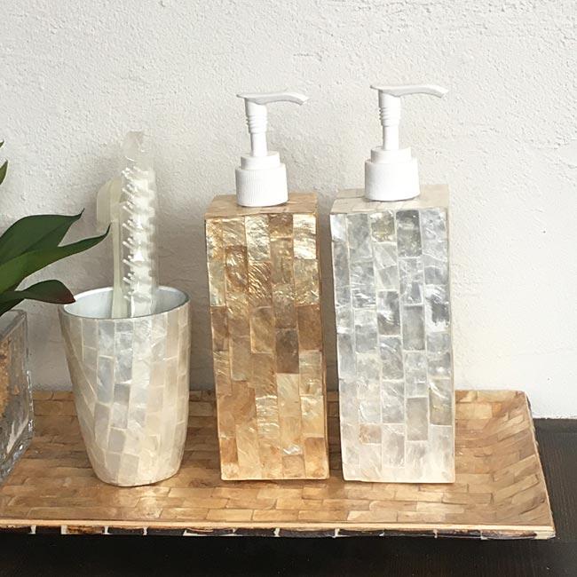 シェル ソープボトル 角 ゴールド ホワイト ハンドソープボトル ソープディスペンサー ボトル 詰め替え用 詰め替えボトル おしゃれ モダン 750 アジアン雑貨 バリ石像のクプクプ 通販 Yahoo ショッピング