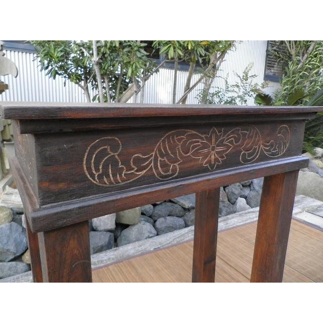 アルベシア材 彫刻入り机とイスのセット テーブル チェア インテリア