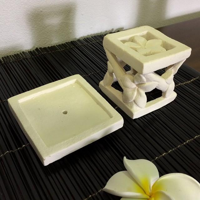 キャンドルホルダー キャンドルスタンド 角 花 樹脂セメント アジアン