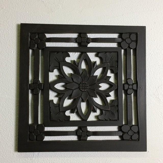 バリ島製 木製 彫刻 レリーフ 30×30 G MDF インテリア おしゃれ 花