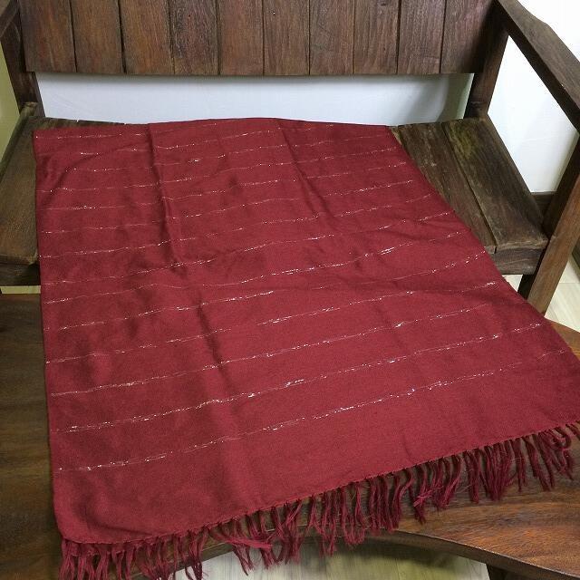 フィリピン製 金糸銀糸入り織物 伝統手織り布 ワインレッド 2種