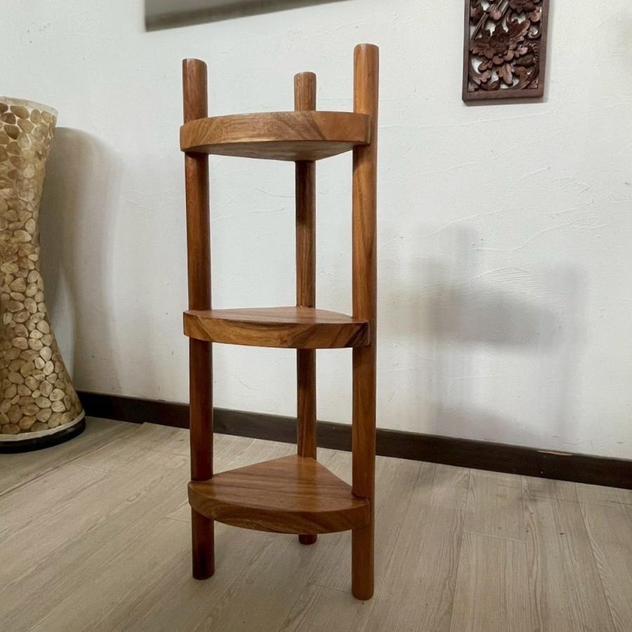 アカシア 無垢材 3段 コーナーラック 一枚板 天板 H90cm W25cm スリム