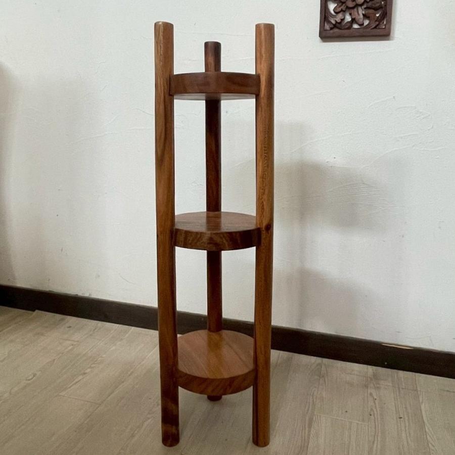 アカシア 無垢材 3段 コーナーラック 一枚板 天板 H90cm W25cm スリム