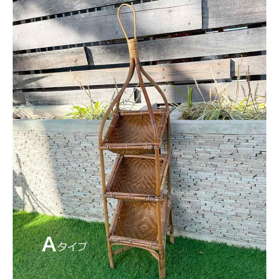 ラタン 3段 シェルフ コーナーラック H80cm 竹製品 バンブー ラタン 3段 シェルフ コーナーラック H80cm 竹製品 バンブー