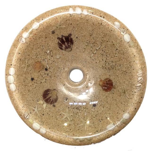 洗面ボウル ナチュラル W34cm 貝殻入 シェル 置き型 埋め込み カクダイ