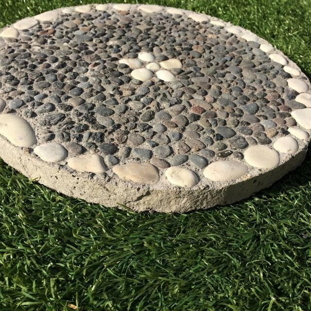 踏み石 ステップストーン 30cm T 丸 飛び石 洗い出しタイル バリ島石材