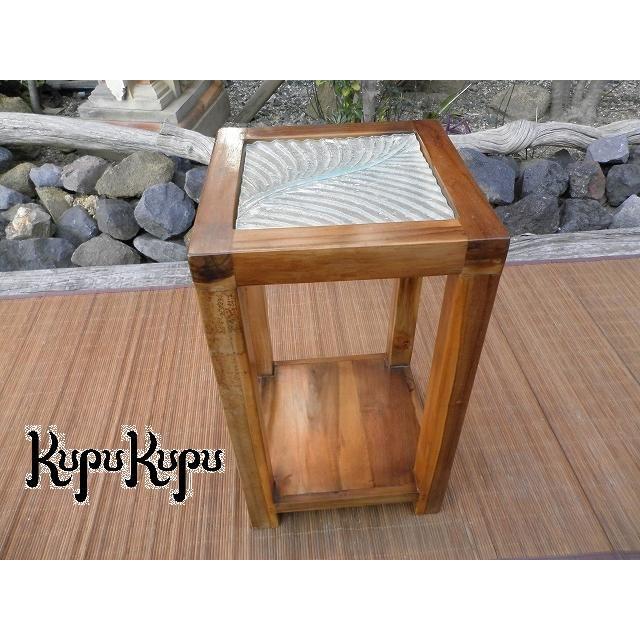 バリ島製 チークチェスト オリジナル デザインガラス入り アジアン家具