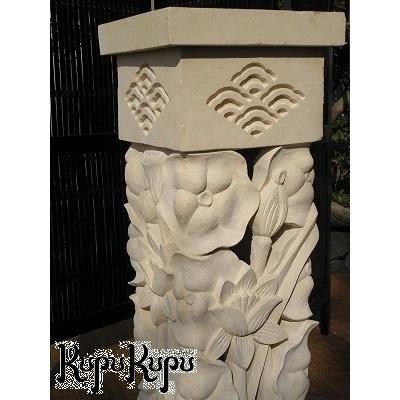 バリ島製 石台 角 スタンド ハス H90cm A 店舗 アジアンスタイル 石