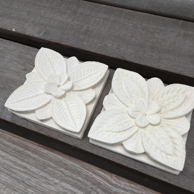 ストーンレリーフ フラワータイル E-2 10×10cm プルメリア バリ島製