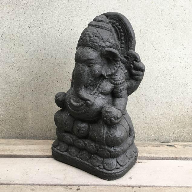 石像 ガネーシャ 置物 黒 H38cm セメント製 ガーデニング