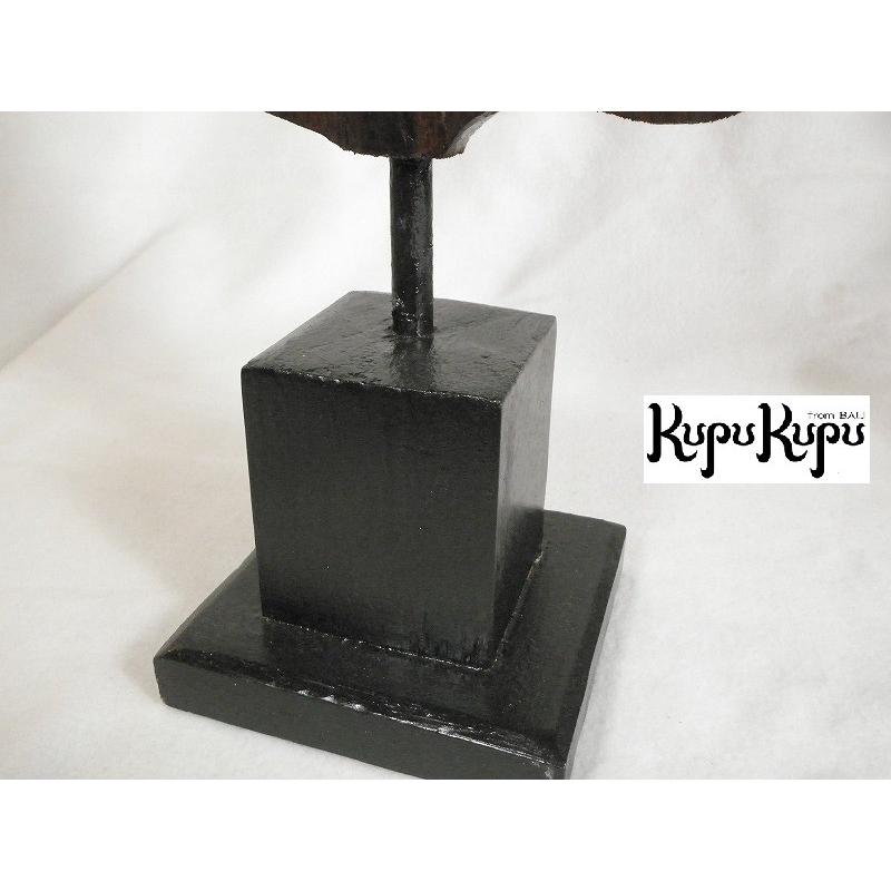 木彫り バリ島製 葉柄デザインスタンド オブジェ M インテリア アート