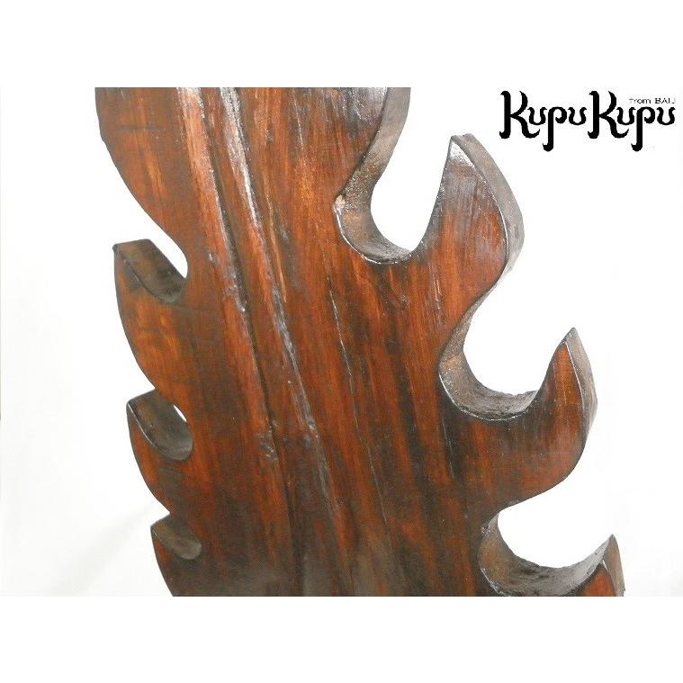 木彫り バリ島製 葉柄デザインスタンド オブジェ M インテリア アート