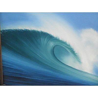 バリ島の絵画 波の絵 海の絵 壁掛け 額付き 63×53cmJ-4 バリアート