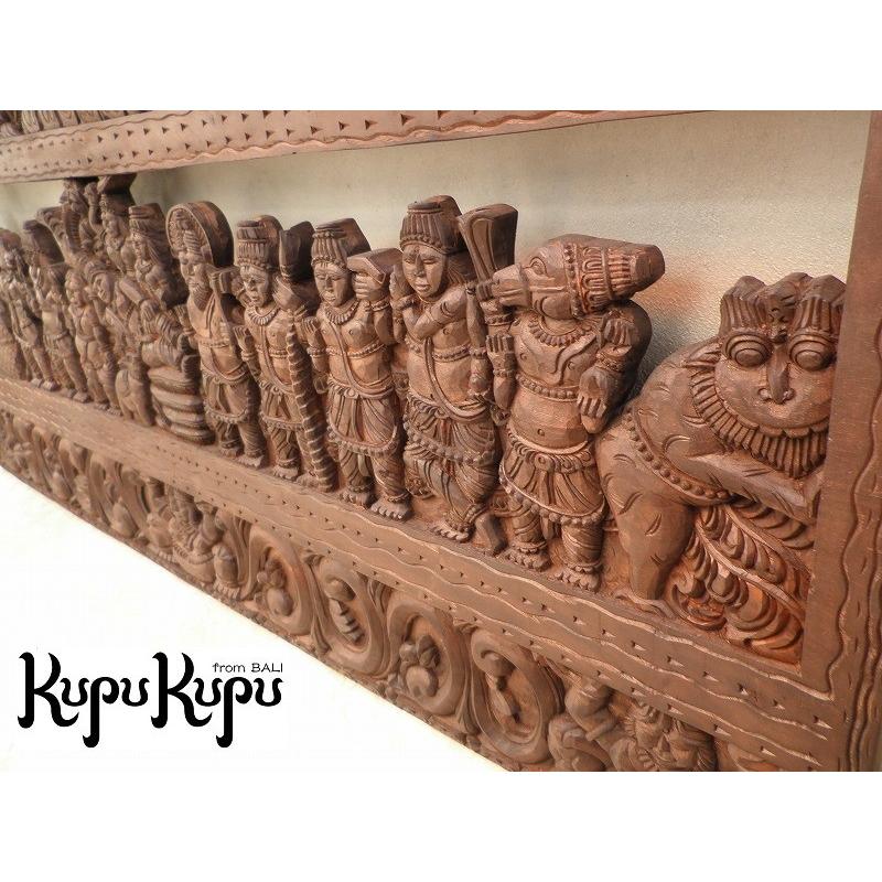 バリ島製 木製 大型 彫刻 レリーフ アジアン雑貨 インテリア アート