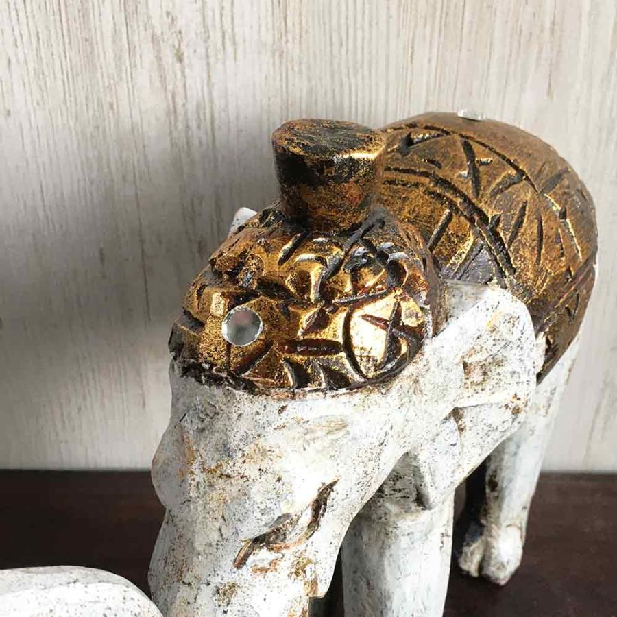 バリ島製 象 置物 H25cm ホワイトゴールド アニマル 小物 バリ島 バリ島製 象 置物 H25cm ホワイトゴールド アニマル 小物 バリ島