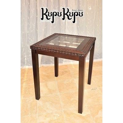 アジアン家具 ガラス入り ダイニングテーブル イタリーチェア2