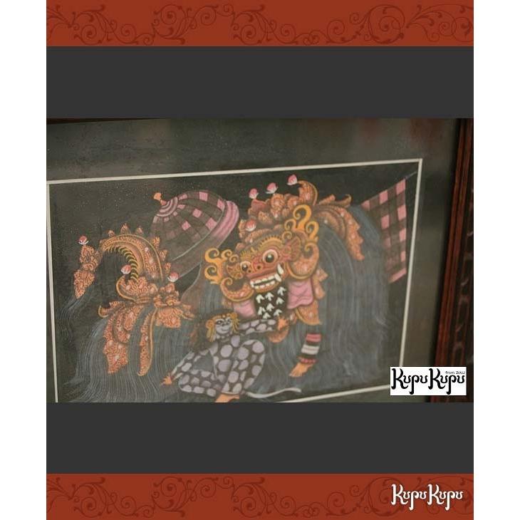 バリ島の絵画 バロン A ガラス付き W39cm×H33cm 壁掛け アジアン