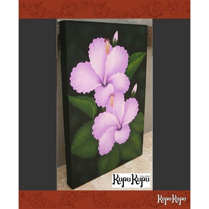 花の絵 ハイビスカス 紫 2連 W40cm×H60cm バリ島 絵画 インテリア