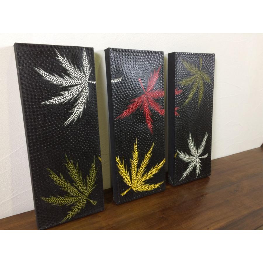 バリ絵画 ドットアート3連 B アートパネル モダン 壁掛け バリアート