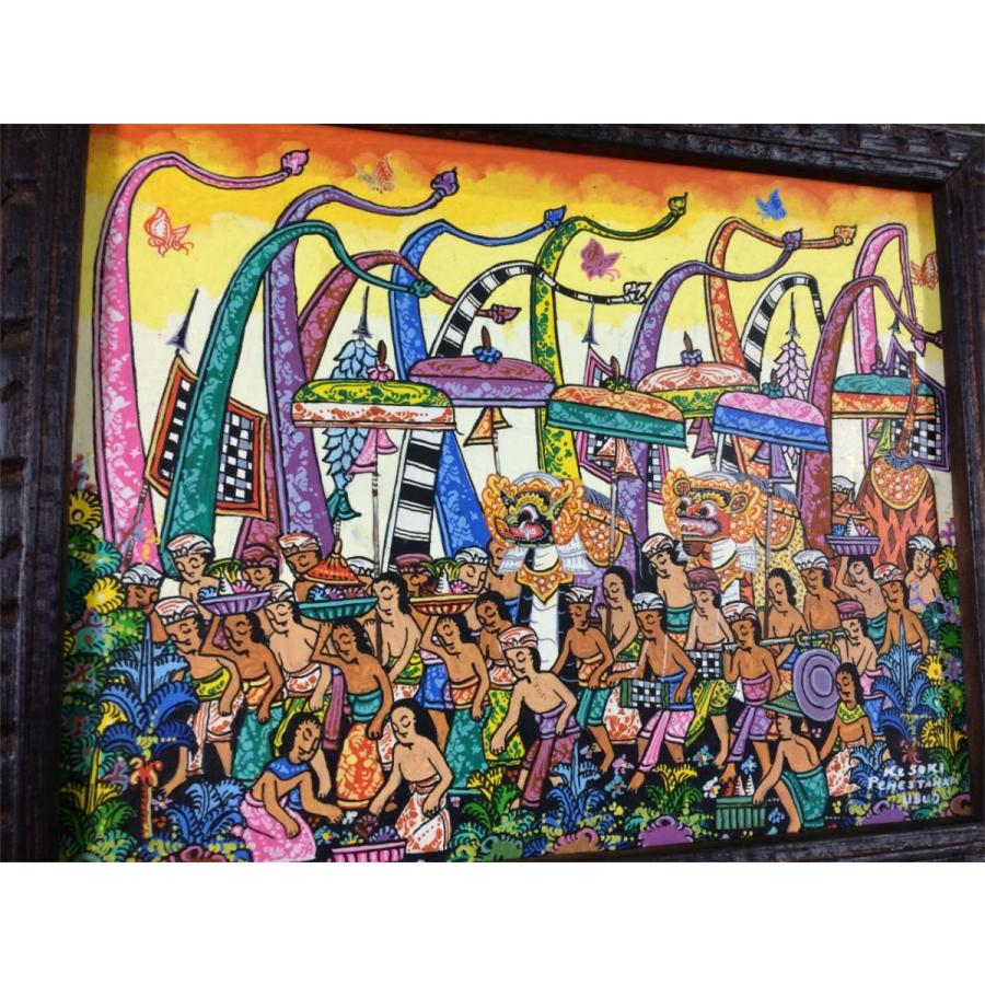 バリ絵画 バロンの祭列 イ・クトゥッ・ソキ(I Ketut Soki) 額 バリ絵画 バロンの祭列 イ・クトゥッ・ソキ(I Ketut Soki) 額
