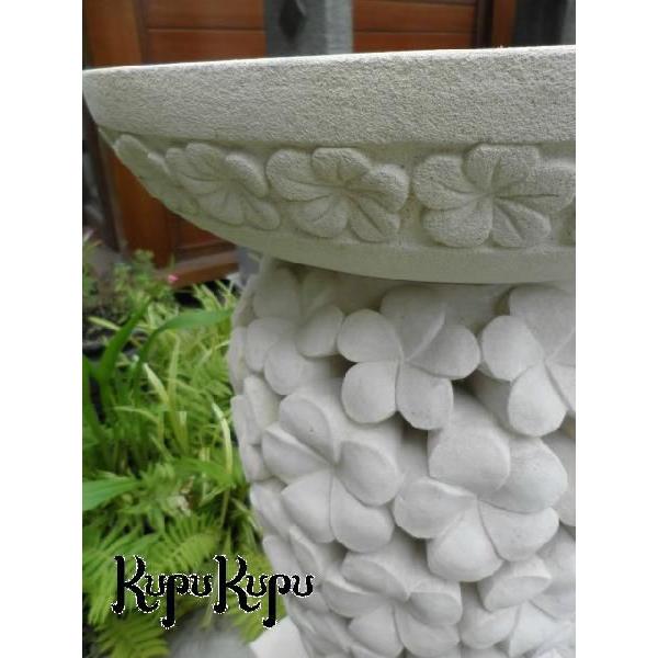 天然石 石台 プルメリア 水鉢 スタンドセット H70cm ガーデンオブジェ