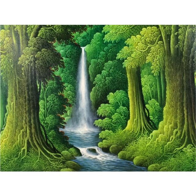 バリ絵画 森の滝 A-3 88×108 バリアート 絵 癒し 自然 風景画 バリ絵画 森の滝 A-3 88×108 バリアート 絵 癒し 自然 風景画
